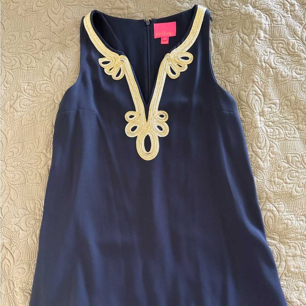 Lilly Pulitzer Navy Mini Dress with Gold Accents